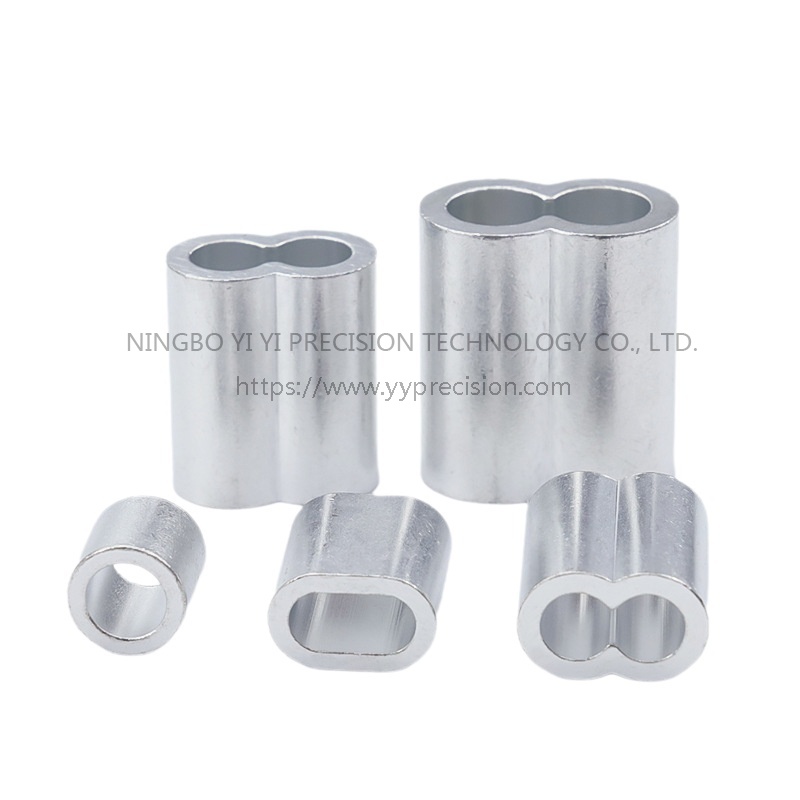 钢丝绳铝套八字夹头双孔椭圆铝扣单孔圆形卡扣